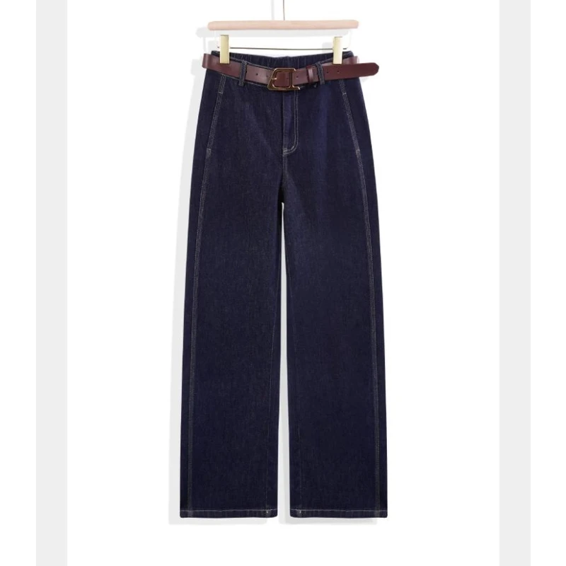 2025春季新款不掉色牛仔裤高腰显瘦设计感弯刀裤休闲垂感直筒裤女