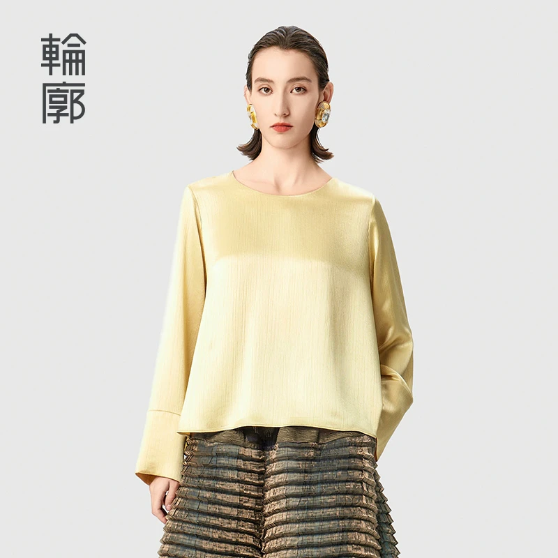 轮廓竹下风雅气质上衣复古摩登百搭时尚不对称设计衬衫L241Y002