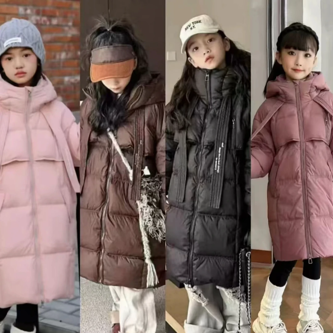 2024新款儿童羽绒服女童中长款中大小学生冬装外套亲子装