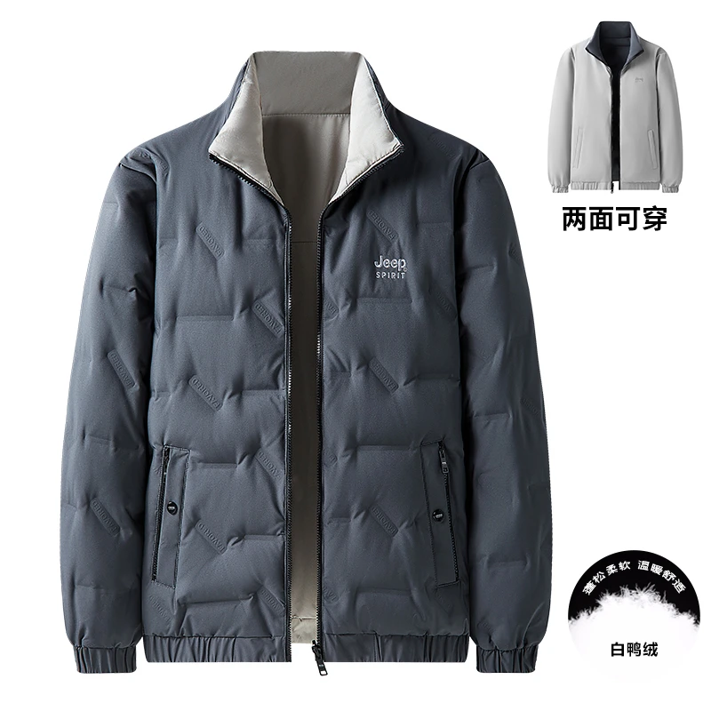 JEEPSPIRIT男装冬季双面穿保暖羽绒服运动休闲男士立领保暖外套