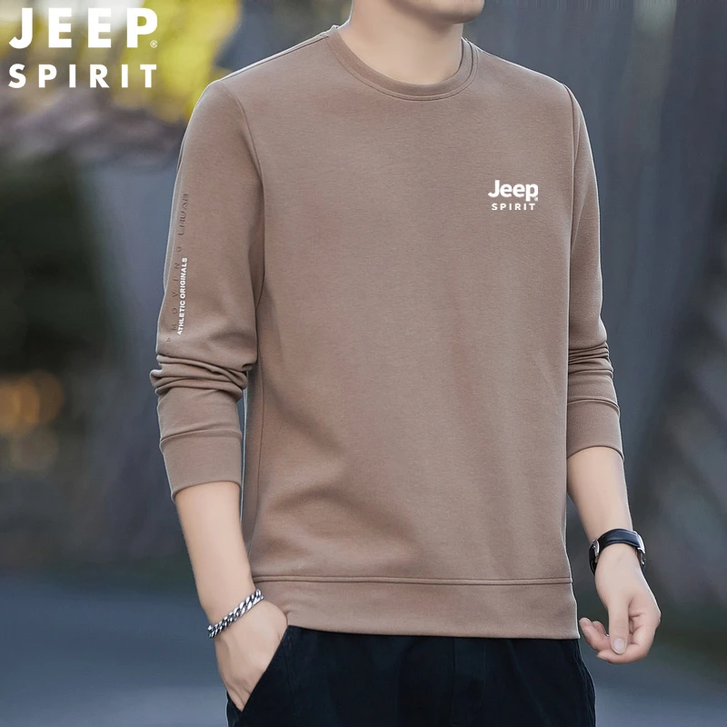 JEEPSPIRIT吉普男士圆领卫衣休闲潮流长袖衫潮牌宽松上衣高品质