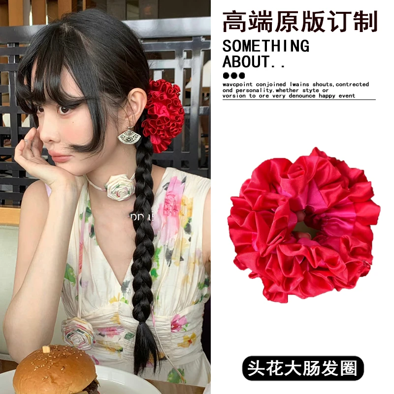 MONA同款法式氛围感头花大肠发圈女2024新款高端气质百搭发饰搭配