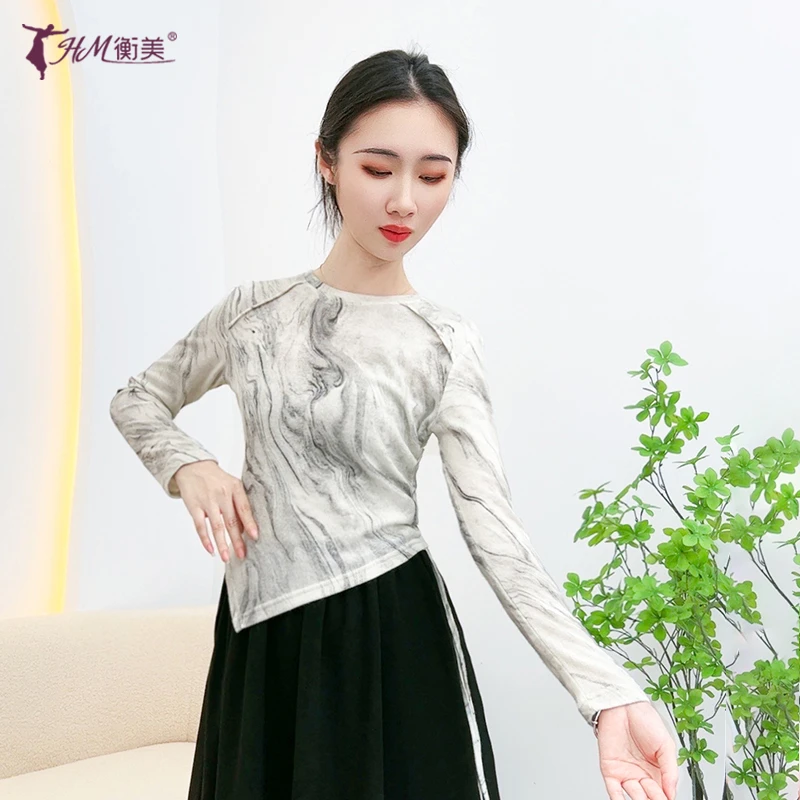 古典舞现代舞服女新款身韵扎染上衣女长袖中国舞民族舞形体演出服