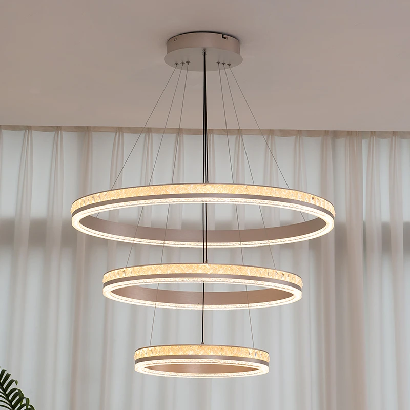 客厅吊灯轻奢大气圆环灯具现代简约设计师高档卧室餐厅新款吊灯