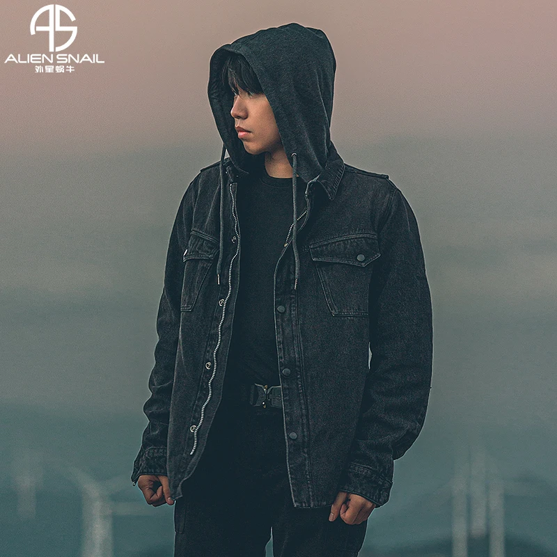 牛仔带帽骑行服四季骑行服带护具防摔机车服男女