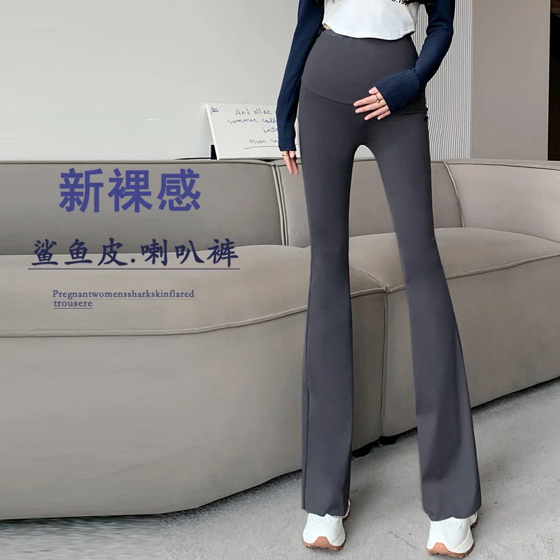 曼娜莎孕妇裤秋季新款孕妇喇叭裤外穿显瘦高腰孕妇裤微喇舒适时尚