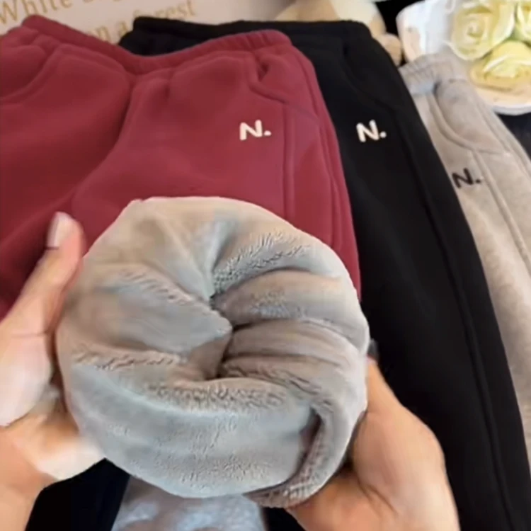 女童休闲裤冬季新款密密绒内里保暖加厚重量级过冬束脚长裤