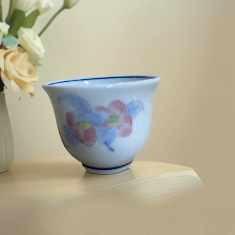 舶来品 有田烧 弥右卫门彩绘花卉品茗杯