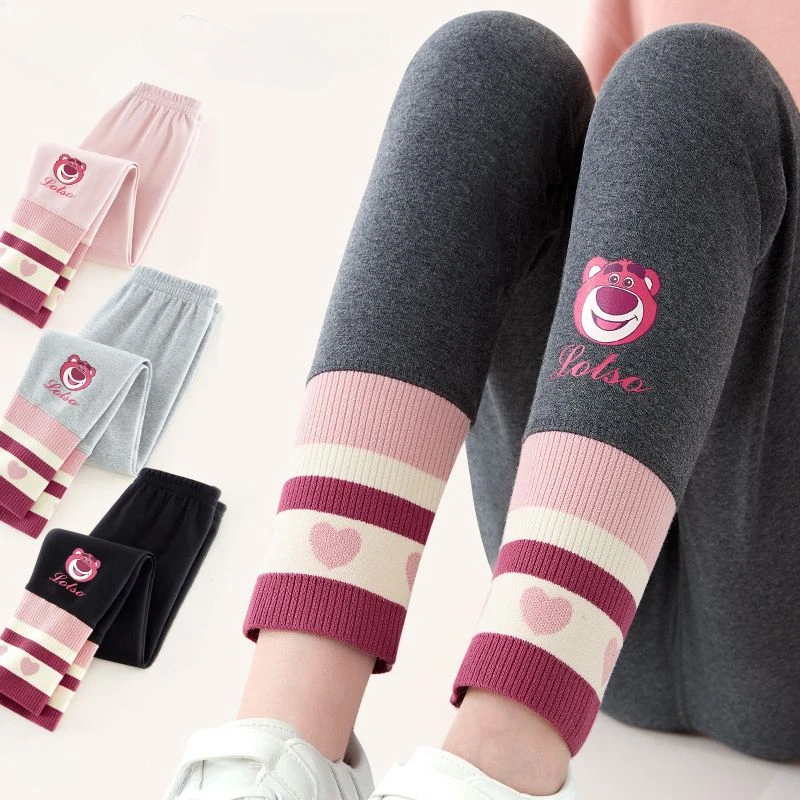 女童保暖裤加绒冬季打底裤时尚洋气潮流卡通2024新款女孩裤子