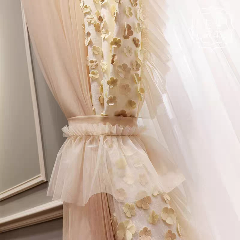 定制韩式公主风田园风格粉色少女棉麻卧室客厅窗帘窗纱