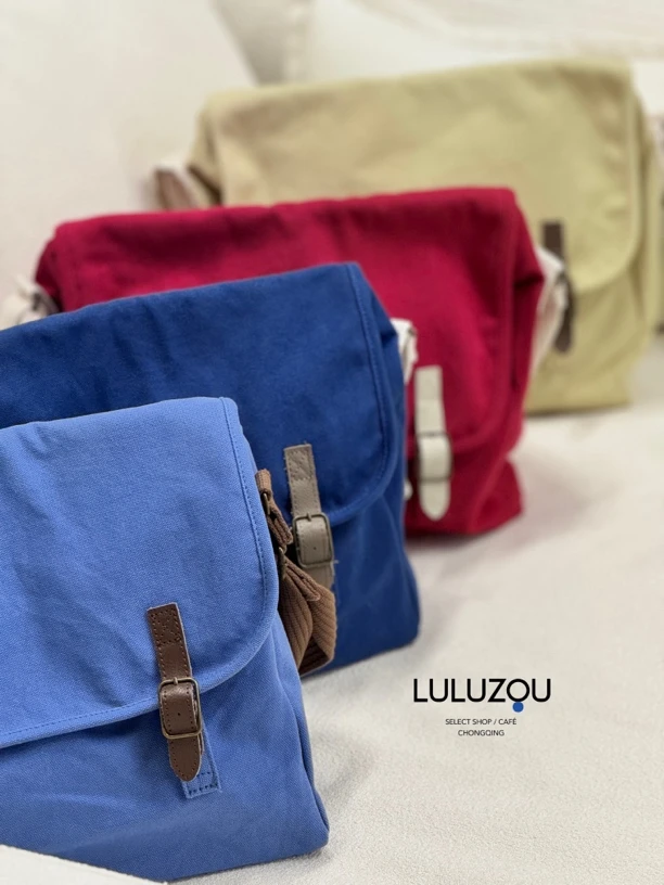 lluzou买手系列帆布斜挎单肩包