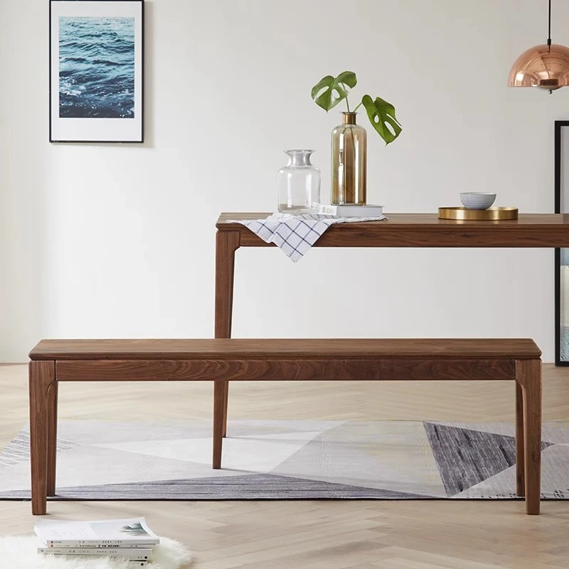 北美黑胡桃简约现代实木长条凳板凳餐凳条凳玄关换鞋凳条几床边凳