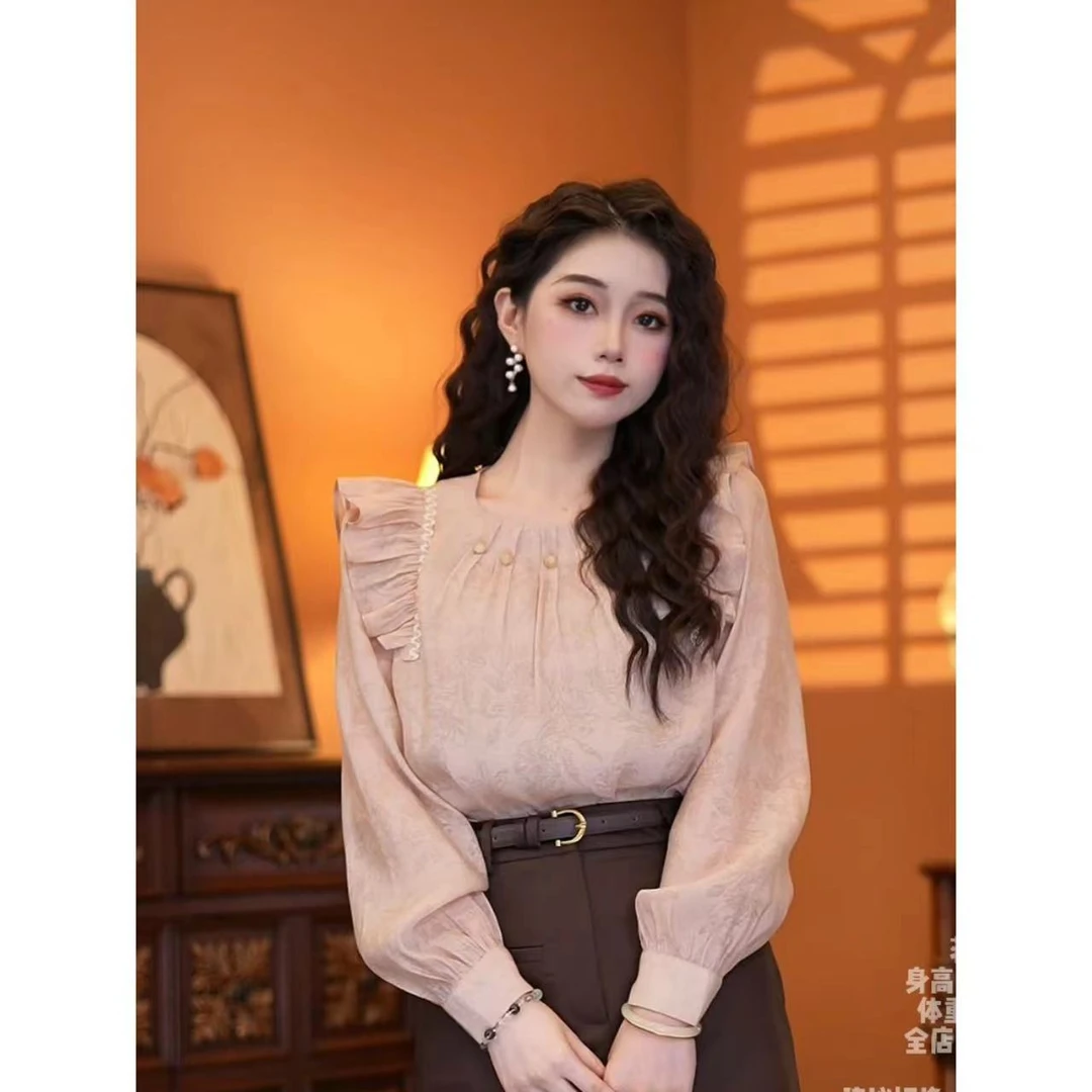 蒋肉肉【北平知秋】气质显瘦设计减龄设计师新款上衣00618