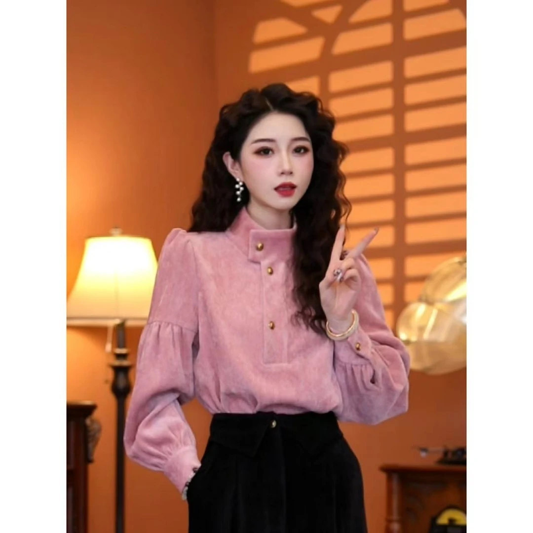 蒋肉肉【佳人风度】港风加厚款气质长袖上衣01217