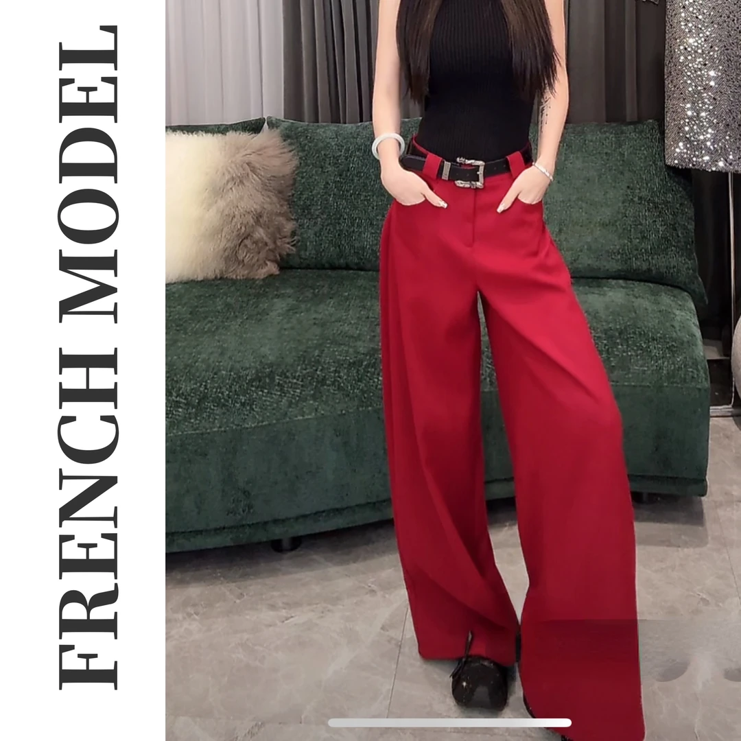 法模FRENCH MODEL .2024秋季纯色高腰宽松阔腿裤女装  40960312