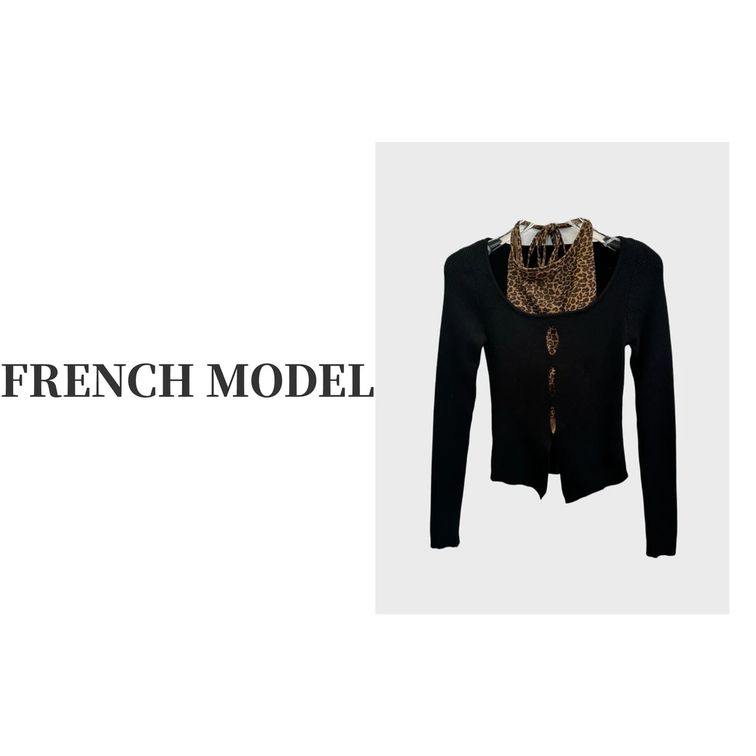 法模FRENCH MODEL .2024秋季豹纹设计吊带两件套上衣40960335