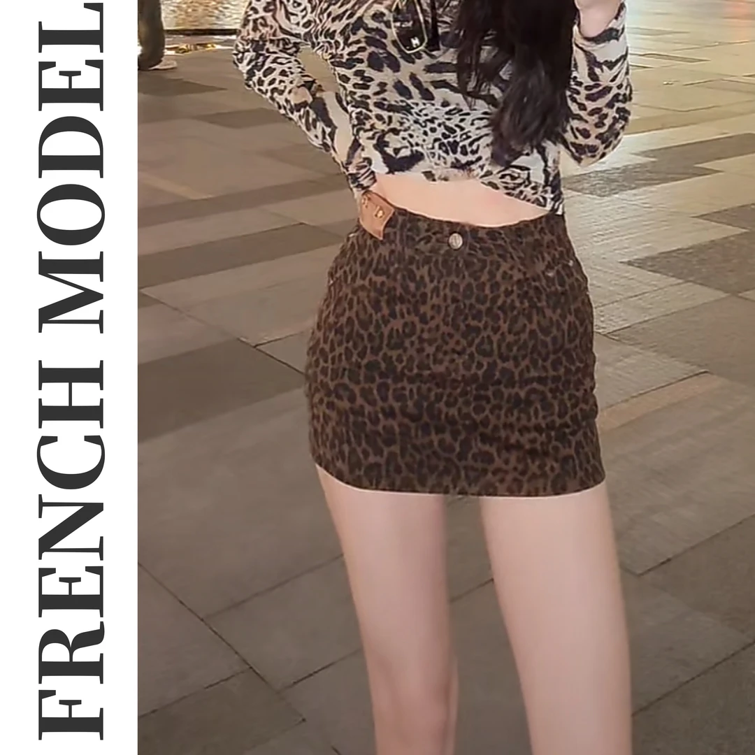 法模FRENCH MODEL .2024秋季豹纹半身裙女装短裤裙40960288