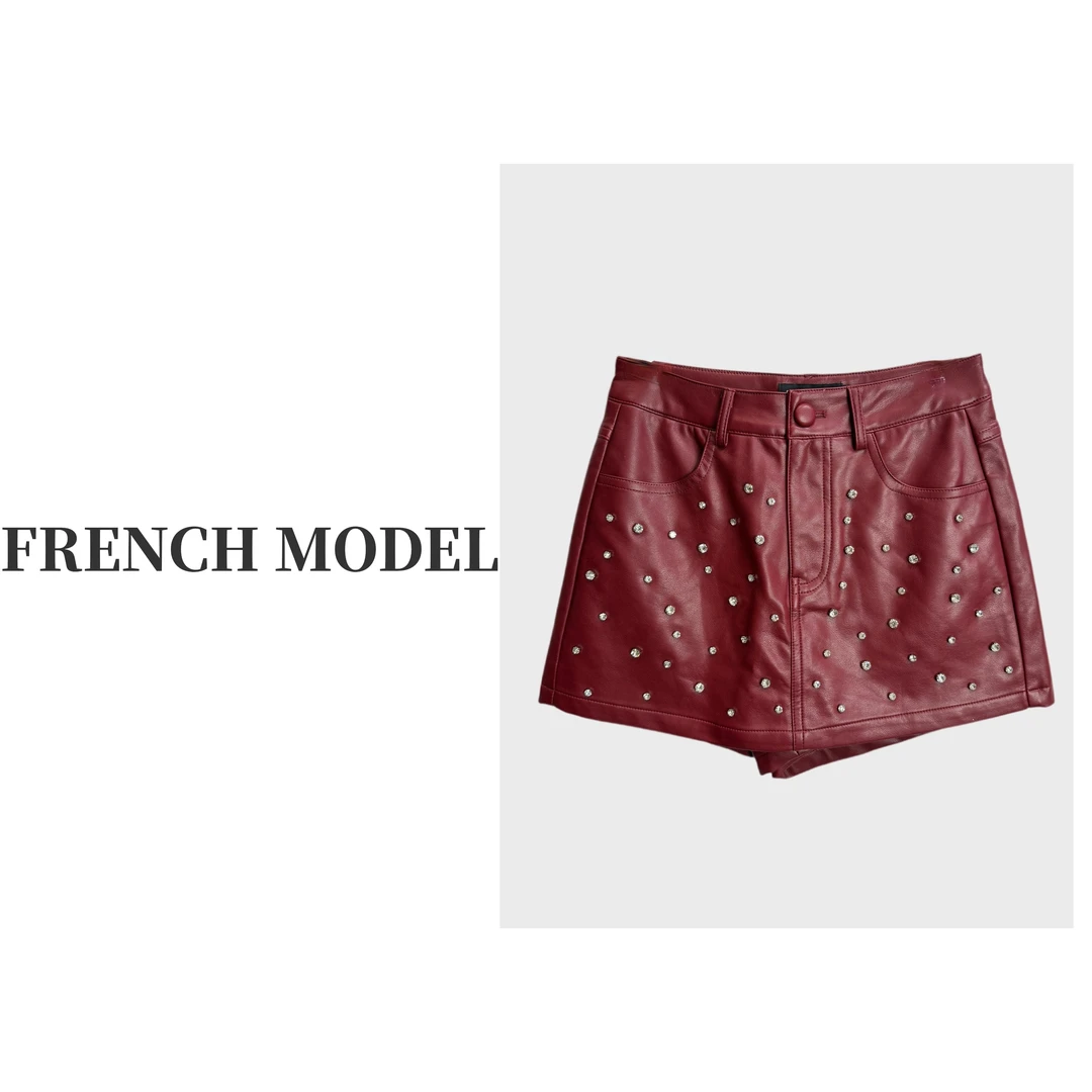 法模FRENCH MODEL .2024秋时尚轻奢前钻皮短裤裙 41060467