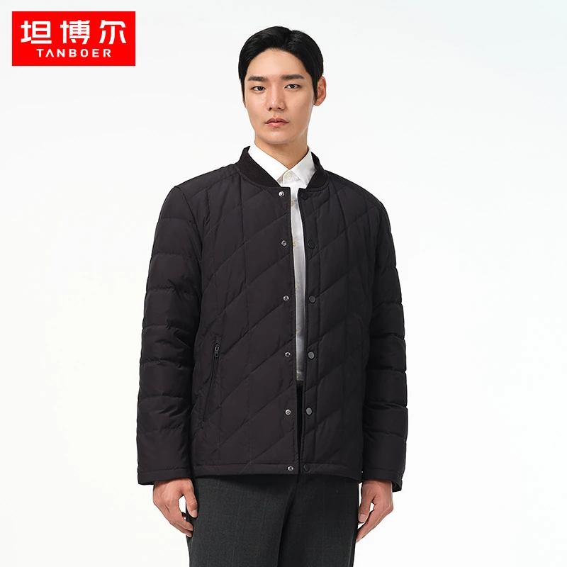 坦博尔2023年新款羽绒服男经典休闲秋冬加厚外套男开衫TA231013
