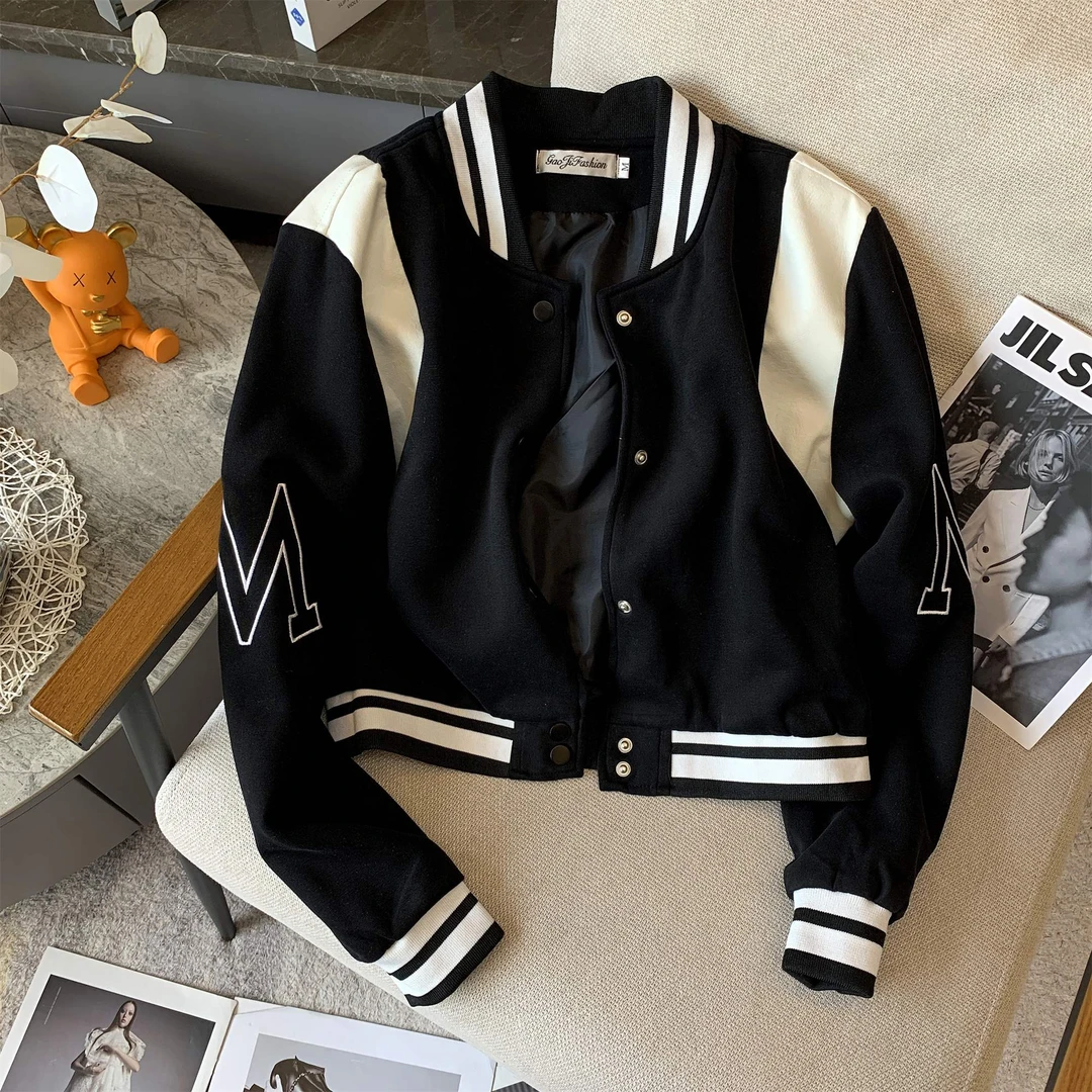 棒球服外套女早秋季2025新款小个子休闲运动风设计感小众短款上衣