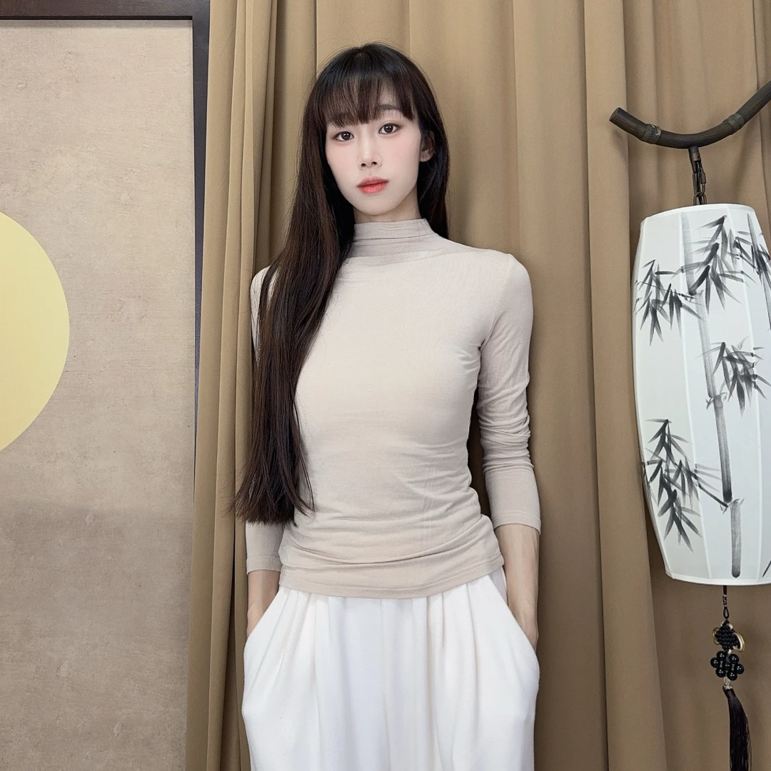 MuMu半高领基础练功服保暖打底衣瑜伽服现代舞服