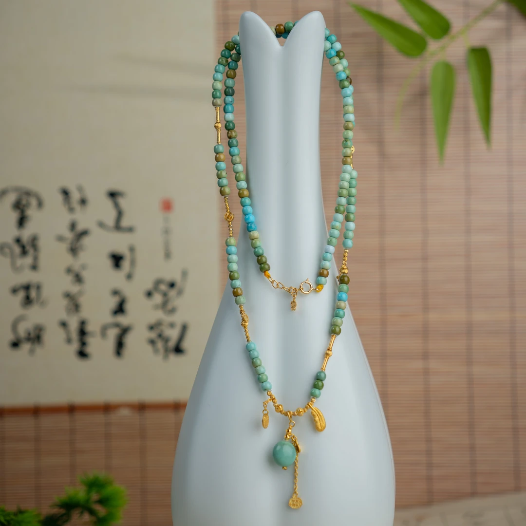 【东方灵玉】原矿高瓷高色绿松石糖豆项链主理人原创设计轻奢百搭