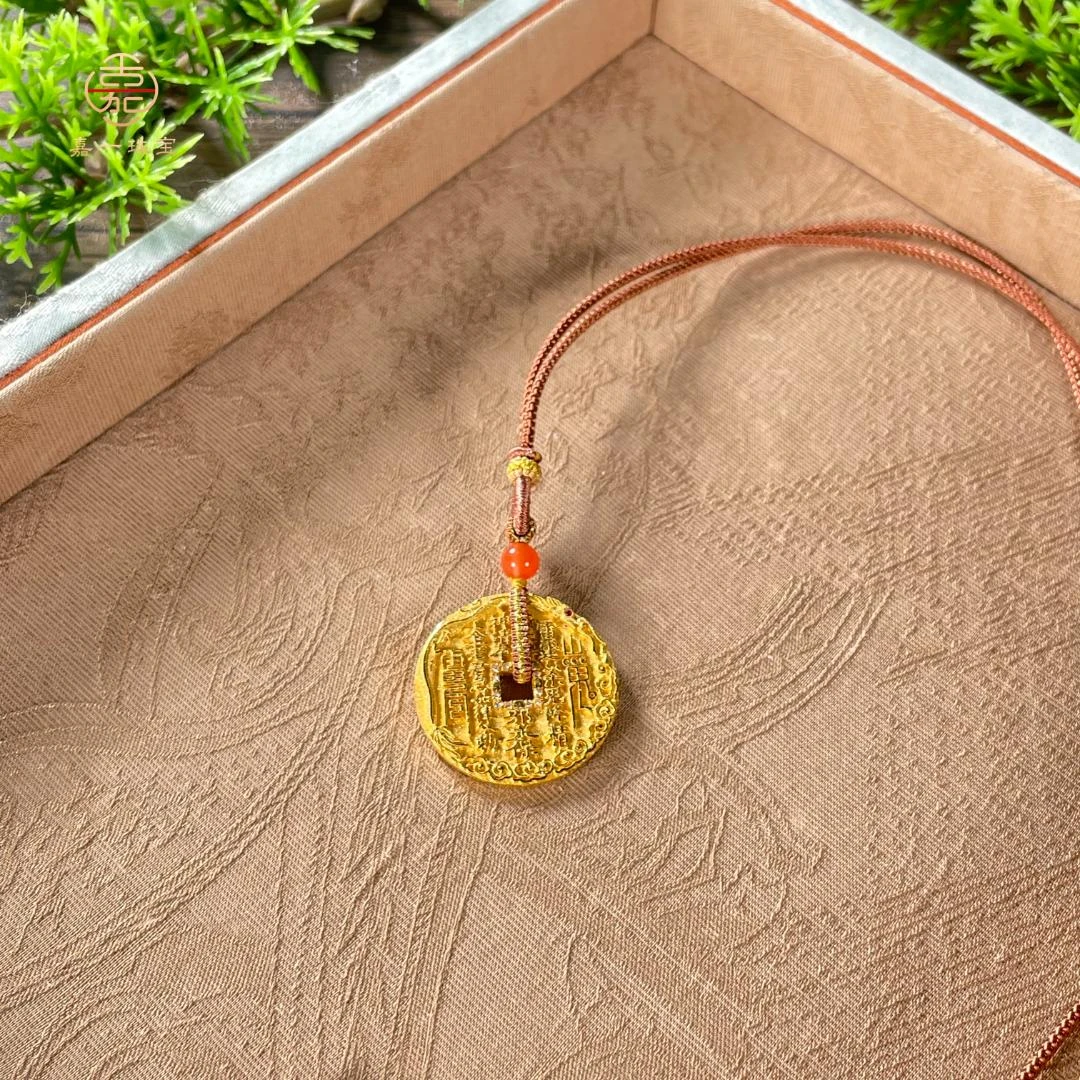 【嘉一珠宝】足金金龙入梦钱吊坠山鬼花钱原创四周年限定款