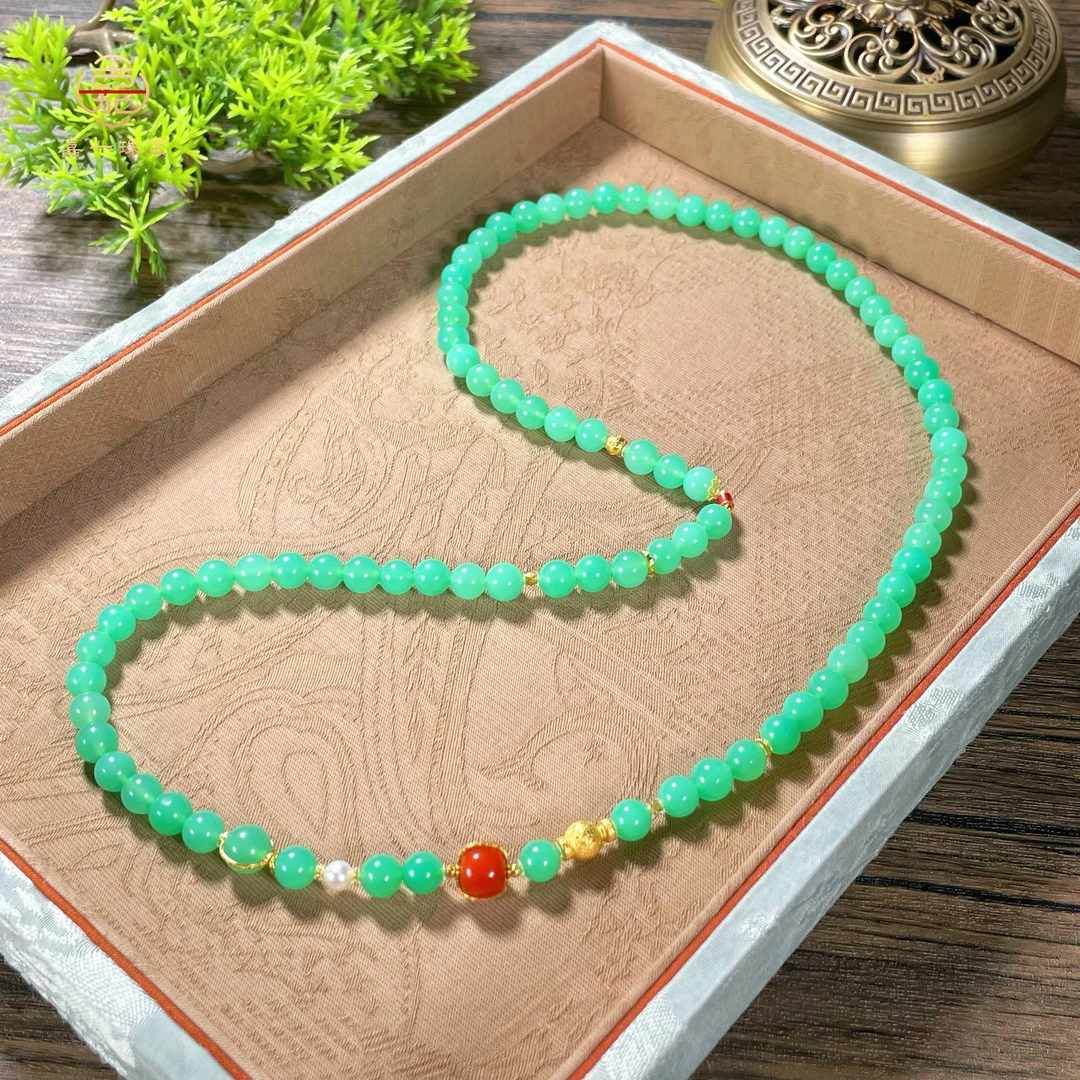 【嘉一珠宝】澳玉女神链项链时尚气质18K金毛衣链时尚吸睛