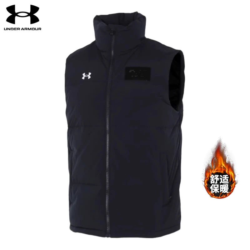 UA安德玛羽绒马甲2024冬季男时尚休闲背心防风保暖加厚运动羽绒服