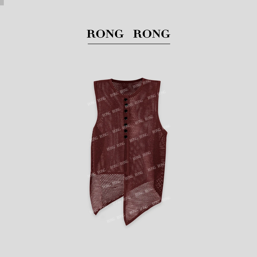 溶溶T【空灵调性】RONGRONG 莱赛尔不规则镂空马甲24S133-6.2 W001