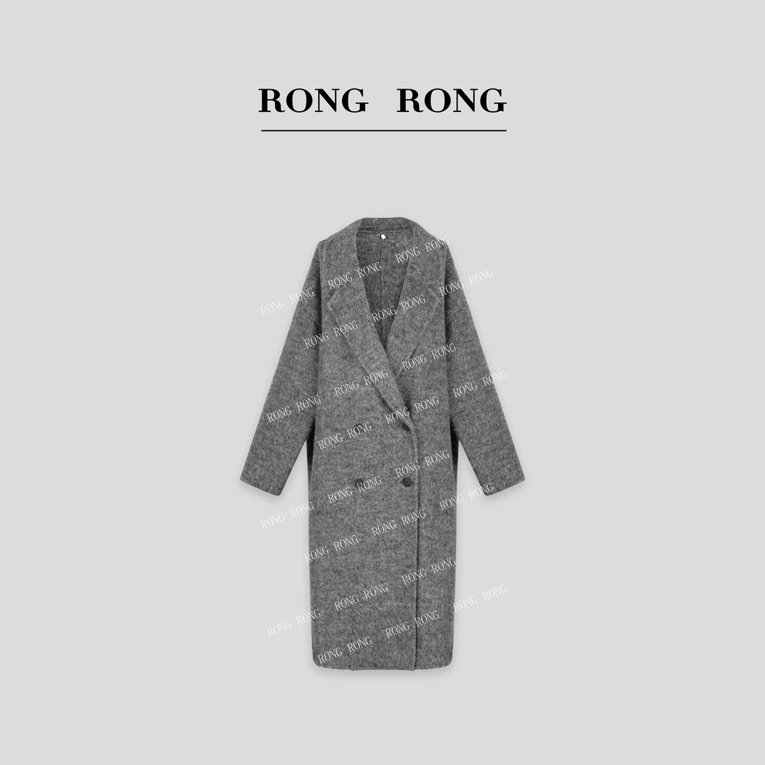 溶溶【意欢灰调】RONGRONG   绵羊毛羊驼毛休闲气质时尚大衣 303503