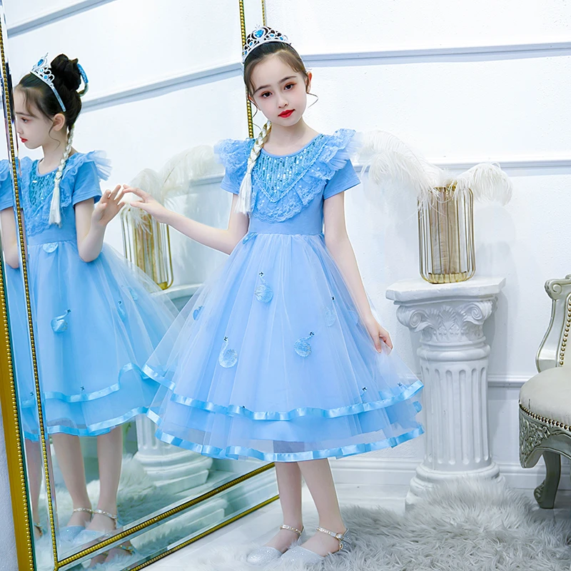 女童爱莎公主裙3-6岁儿童夏季洋气女宝生日裙子小女孩艾莎连衣裙