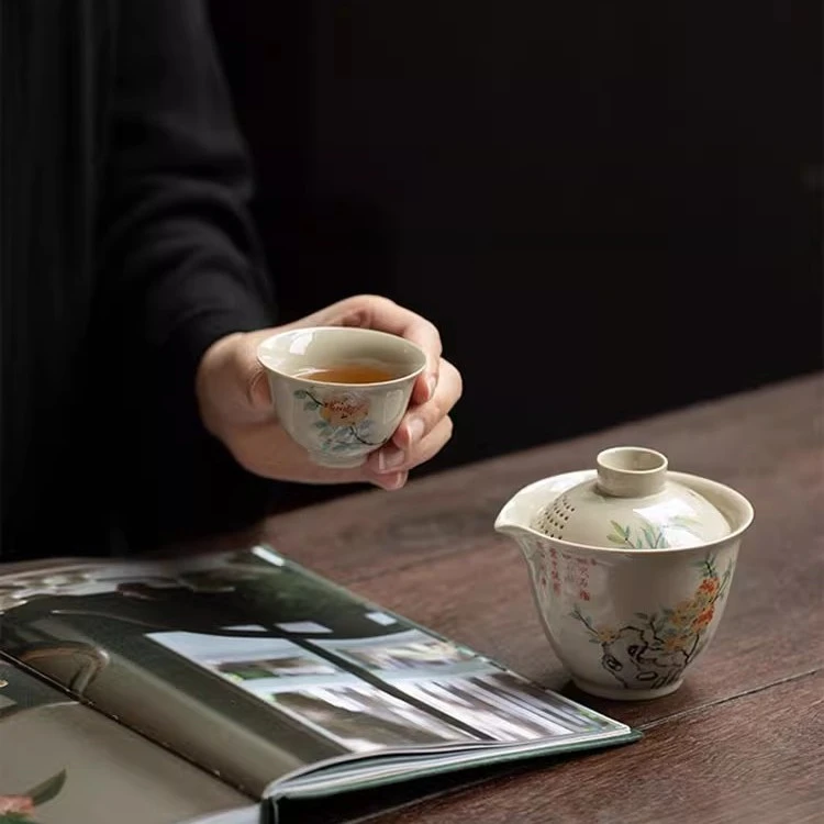 功夫道草木灰一壶三杯陶瓷功夫茶具便携户外泡茶快客杯茶壶套装