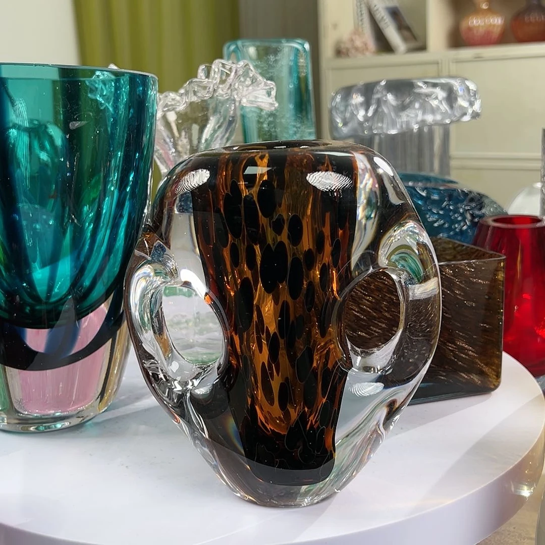 高17双耳豹纹花瓶