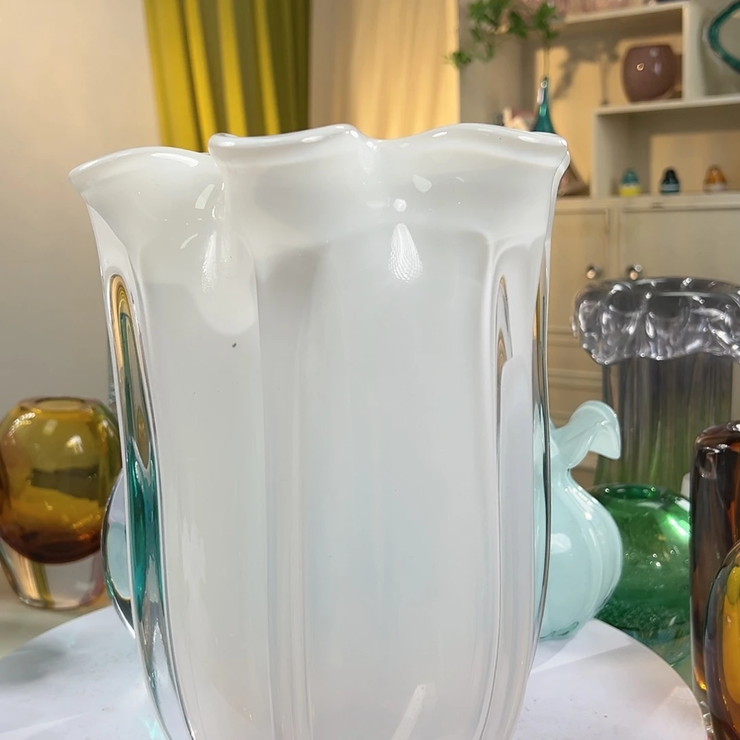 高30口20白色琉璃白菜花瓶