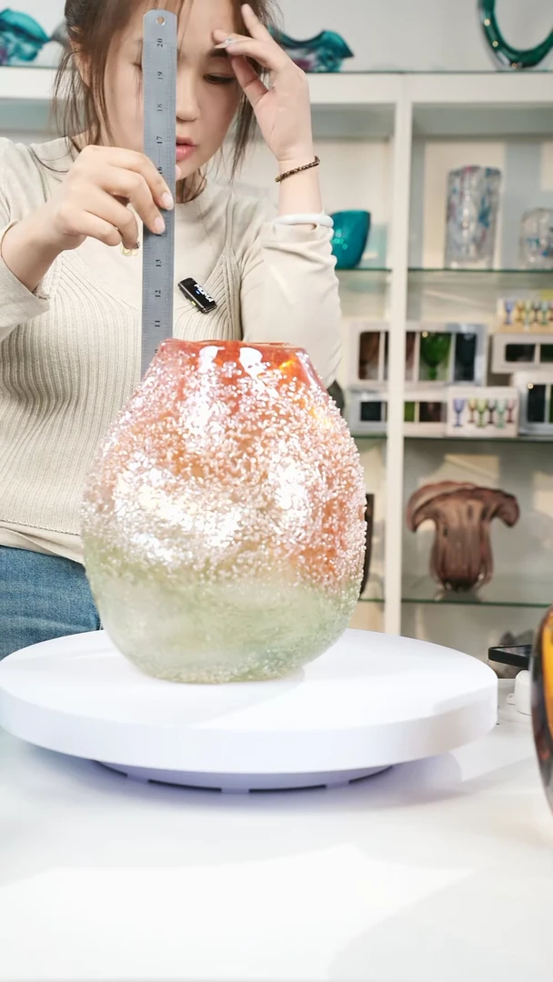 【闪购商品】高30红色绿色双拼琉璃花器