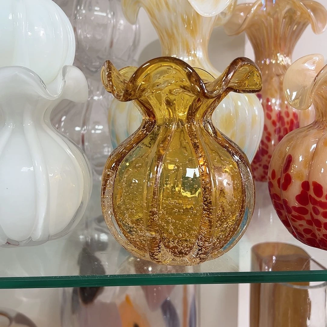 高11琥珀气泡琉璃花瓶