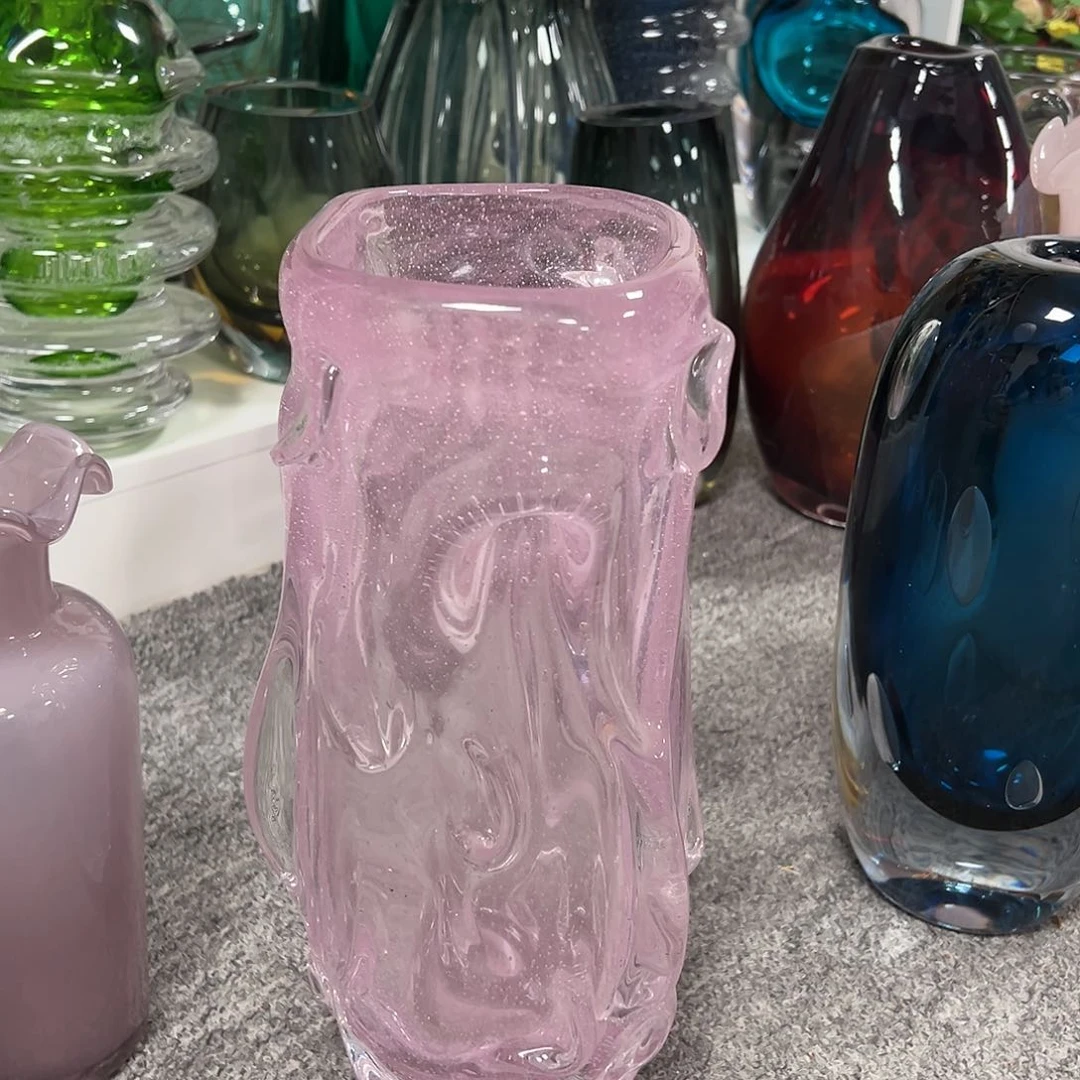 高33浅金红密集气泡琉璃花器