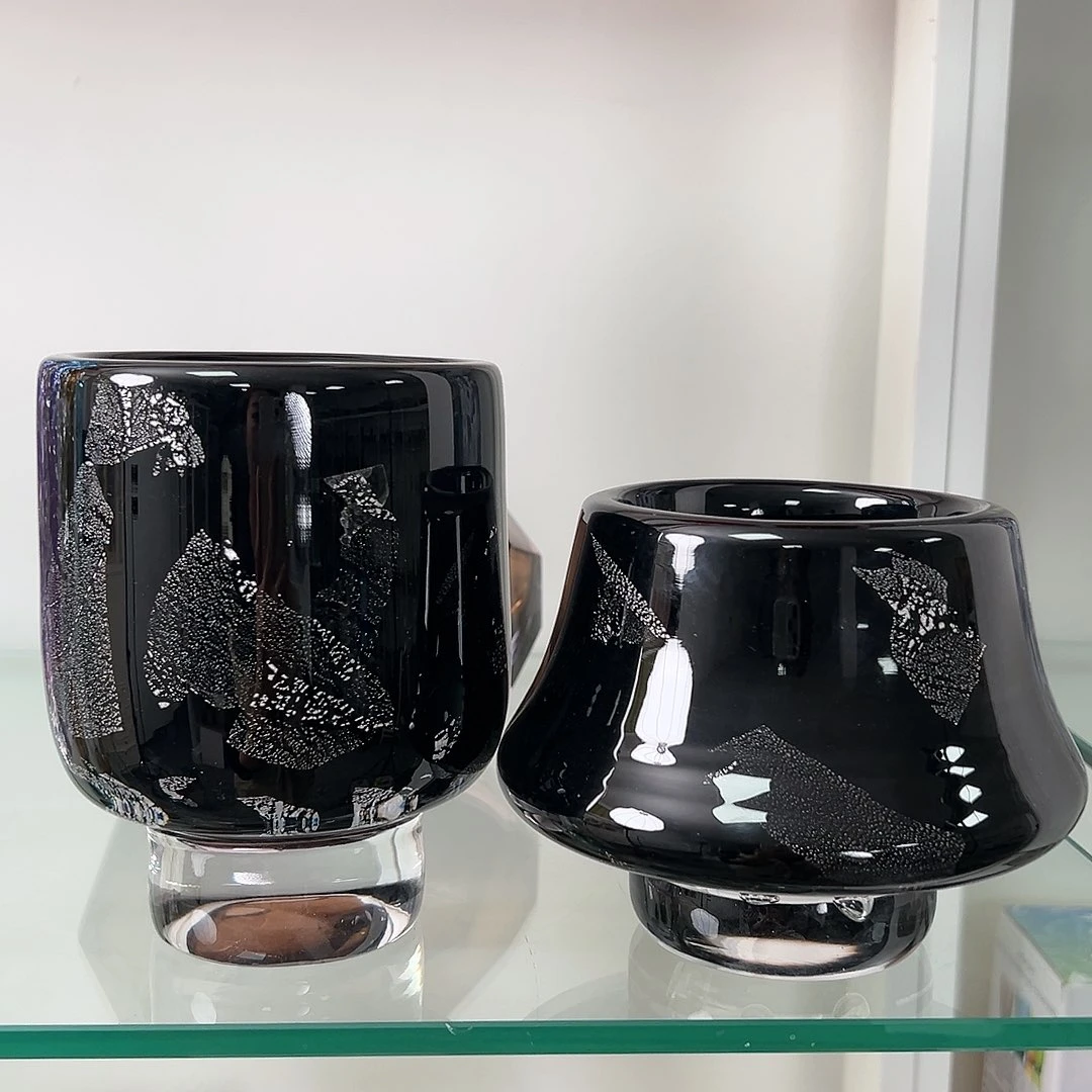 各2只花瓶花器黑色银箔