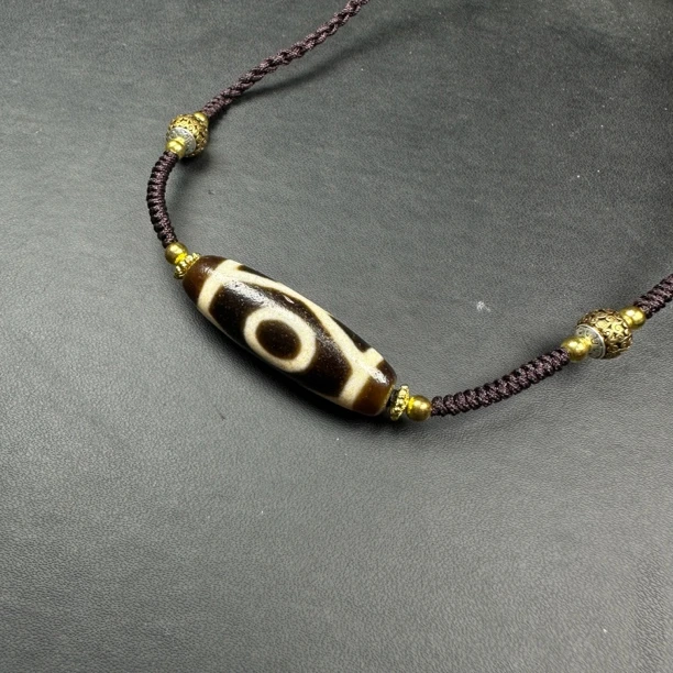 玖扬-台湾S级 鹏程纯手工 牙黄 金刚二眼 高端大气百搭玛瑙锁骨链