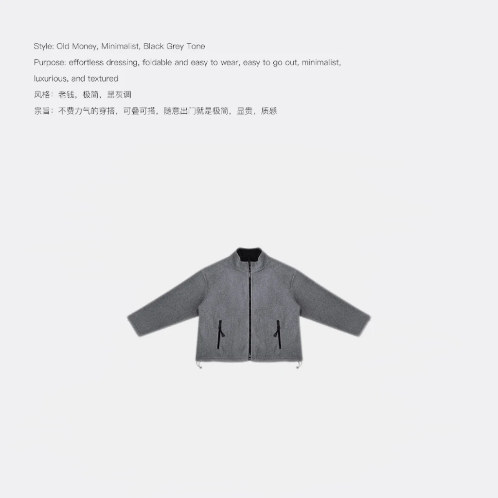 // 2024秋新款简约纯色摇粒绒拉链立领夹克外套 YLM0077