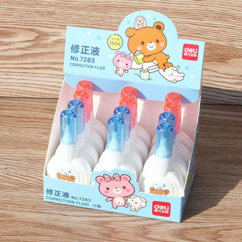 Deli/得力修正液小学生错字涂改笔涂改液白色速干改正液笔改错字
