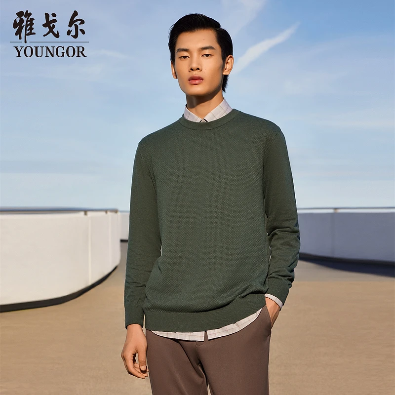 【绵羊毛+山羊绒】雅戈尔新款男士长袖商务休闲羊毛衫保暖秋冬圆