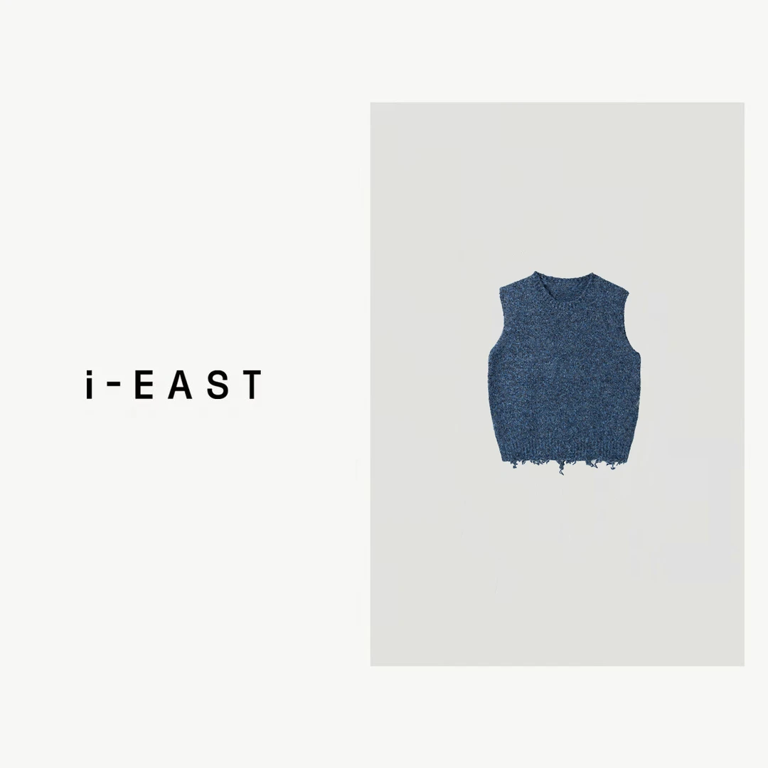 i-EAST 温柔的邂逅~下摆流苏设计感套头无袖毛衣-4Q SY0078