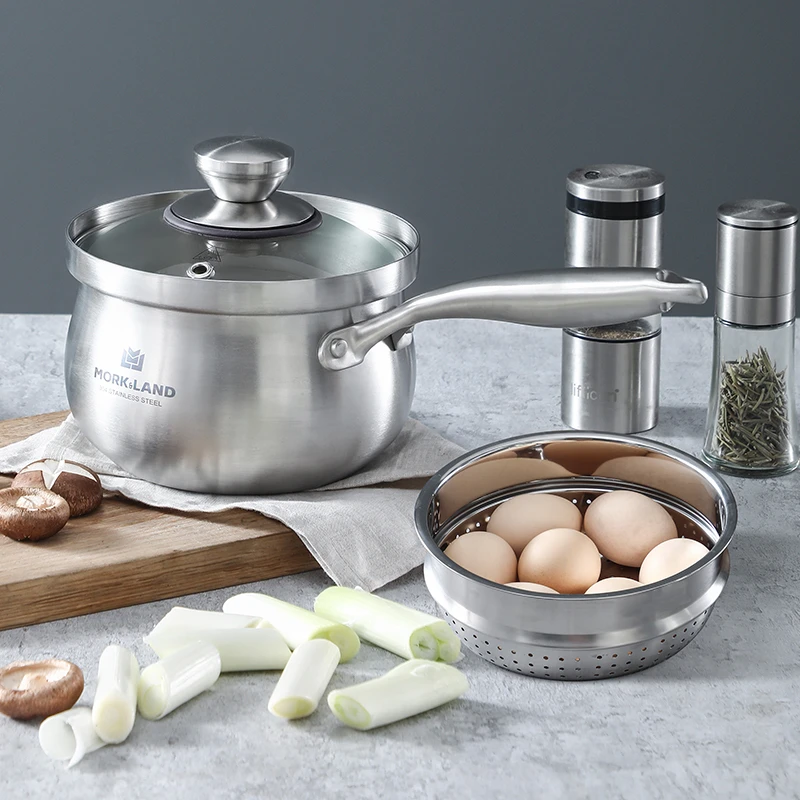 莫克兰德MORK&LAMD纳尔双层奶蒸锅奶锅加厚三层钢小奶锅16CM蒸煮