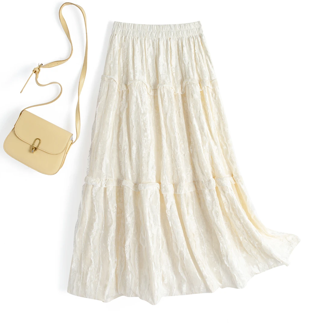 苏醒的乐园秋冬加厚高腰显瘦仙女裙SXDQ32833百搭拼接网纱半身裙