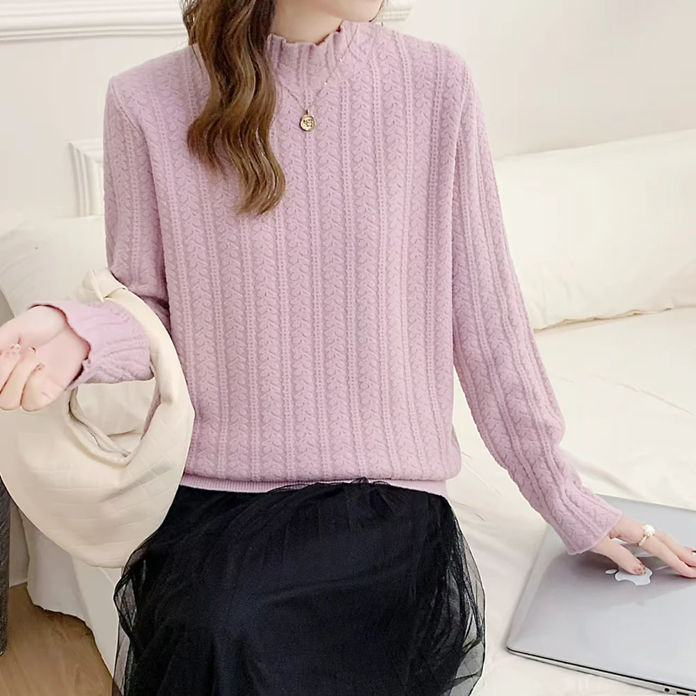 苏醒的乐园小半高领欧根纱加厚打底衫SXMY32874百搭显瘦女毛衣