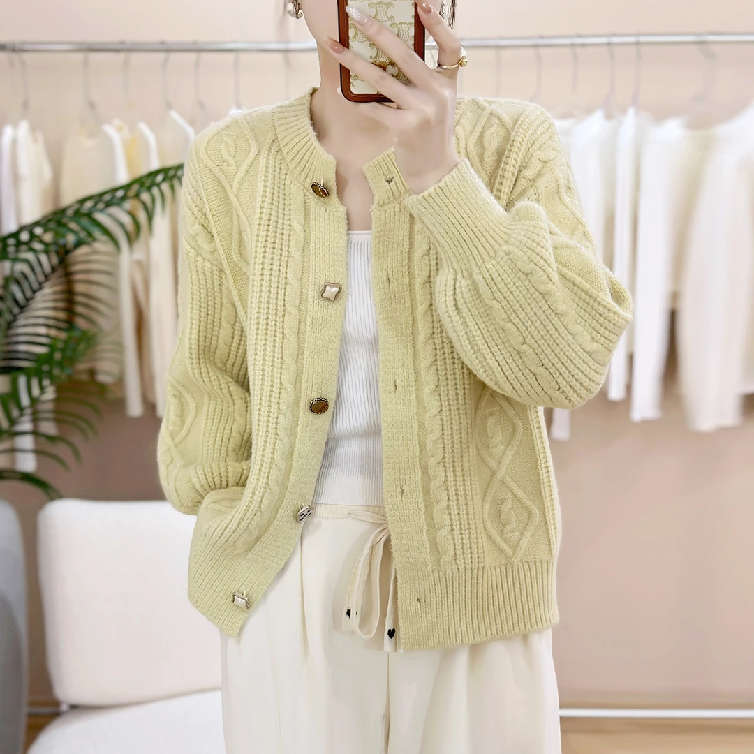 苏醒的乐园灯笼袖工艺扣粗花SXMY32840百搭显瘦宽松洋气开衫女