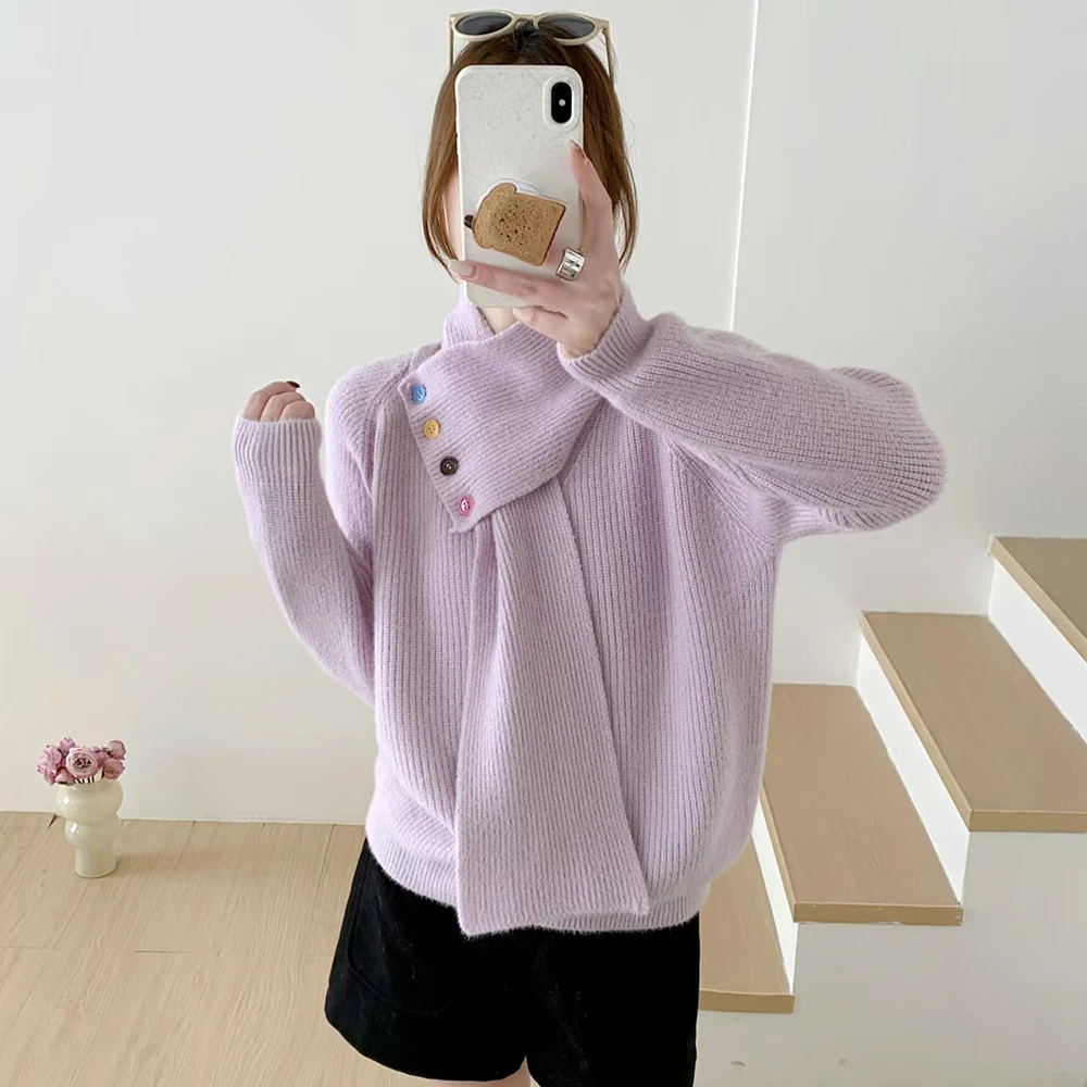 苏醒的乐园彩扣围巾针织SXMY32889时尚百搭显瘦加厚女毛衣
