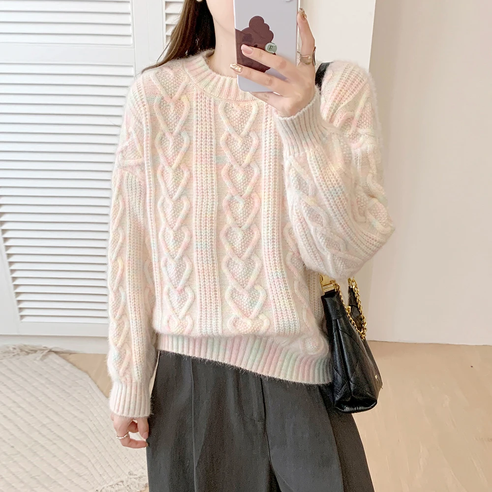 苏醒的乐园焕彩色文艺慵懒风SXMY32783百搭显瘦套头针织毛衣秋冬